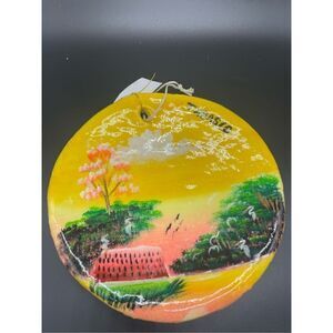 Handmade Painted Art Artisanal Comal Plate Tabasco Mexico Mayan Village Painting
